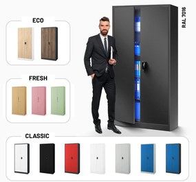 Fém iratszekrény JAN, 900 x 1850 x 400 mm, antracit