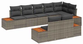 vidaXL Kerti Kanapé Szett párnával tárolóval 8 pcs Szürke Polyrattan