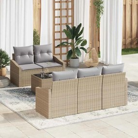 Kerti Kanapé Szett 6 pcs Beige és Világosszürke 55 x 55 x 37 cm