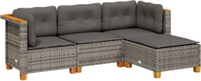 vidaXL 4 részes szürke polyrattan kerti ülőgarnitúra párnákkal