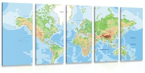 5-részes kép hagyományos világ térkép