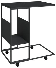 Fekete szerelt fa kisasztal kerekekkel 55x36x63,5 cm