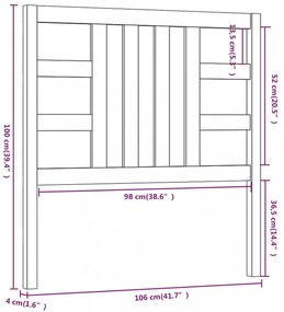 szürke tömör fenyőfa ágyfejtámla 106 x 4 x 100 cm