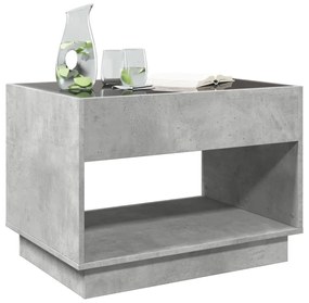betonszürke végtelen hatású LED-es dohányzóasztal 70x50x50 cm