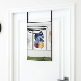 fekete üveg és alumínium ajtótükör 40x60 cm