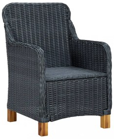 2 db sötétszürke polyrattan kerti szék párnával
