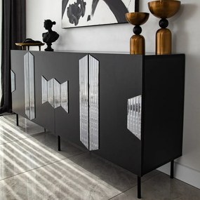 Vienna komód, fekete-füstszürke, 180 cm