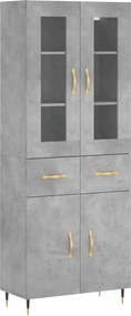 vidaXL betonszürke szerelt fa magasszekrény 69,5 x 34 x 180 cm