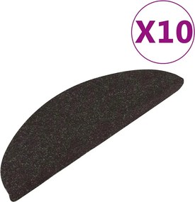 vidaXL 10 db fekete öntapadó lépcsőszőnyeg 56 x 17 x 3 cm