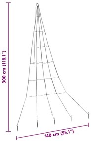 LED Karácsonyfák talajráccsal 168 LED-del Sokszínű 300 cm Fém