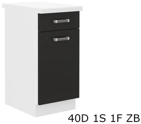 OMEGA 40D 1S 1F ZB alsó konyhaszekrény munkalappal, 40x82x60, fekete/fehér