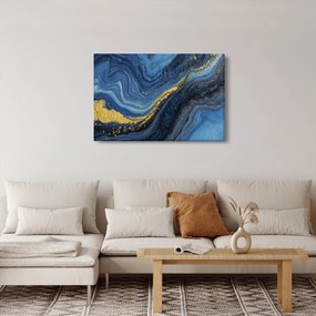Kép - Kék-arany absztrakció (90x60 cm)