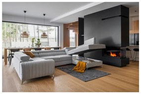 Sötétszürke kinyitható-tárolóhelyes sarokkanapé (jobb oldali-U alakú) Louis – ELTAP