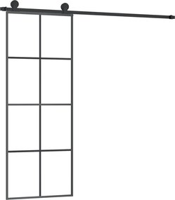 vidaXL ESG üveg és alumínium tolóajtó fémszerelvény-szettel 76x205 cm