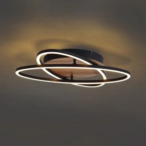 Mennyezeti lámpa fekete diófa színnel, LED-del, 3 fokozatban dimmelhető, 2-lámpás - Kane