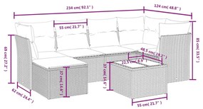 7 részes szürke polyrattan kerti ülőgarnitúra párnákkal