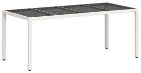 9 részes fehér polyrattan/üveg kerti étkezőgarnitúra párnákkal