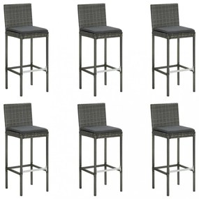 7 darabos szürke polyrattan kerti bárszett párnákkal
