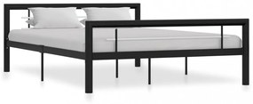 Fekete és fehér fém ágykeret 140 x 200 cm