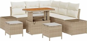 vidaXL Kerti Kanapé Szett párnával tárolóval 8 pcs Bézs Poli rattan