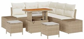 vidaXL Kerti Kanapé Szett párnával tárolóval 8 pcs Bézs Poli rattan