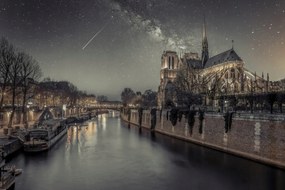 Poszter 91,5x61cm Notre-Dame de Paris éjszaka, Assaf Frank