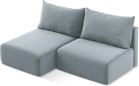 Kék bársony kinyitható-tárolóhelyes sarokkanapé (bal oldali-heverő résszel) Kalena – Makamii