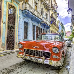 Poszter 50x50cm Antik autó Havannában, Assaf Frank
