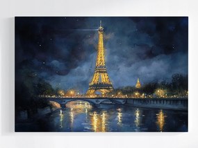 Poszter Párizs Franciaország Eiffel-torony Szajna Éjszaka Kilátás 60x40
