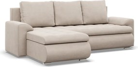 Tokio sarokkanapé, 2 ágyneműtartóval, bársony, baloldali, bézs