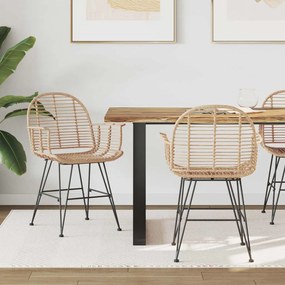 Étkezőszék 2 pcs Természetes 57 x 54.5 x 85 cm Rattan és Vas