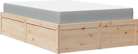vidaXL tömör fenyőfa ágy matraccal 140 x 190 cm