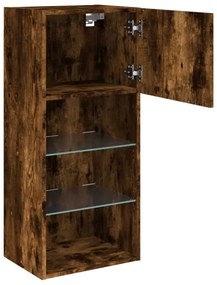2 db füstös tölgy színű TV-szekrény LED-ekkel 40,5 x 30 x 90 cm