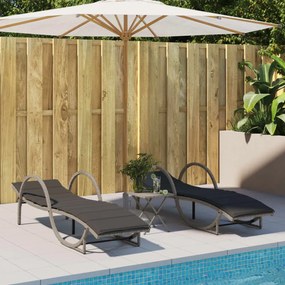 világosszürke polyrattan napozóágy párnával 60x199x42 cm