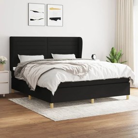 fekete szövet rugós ágy matraccal 180 x 200 cm