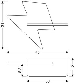 LED gyerekszobai fali lámpa polccal LIGHTNING LED/4W/230V