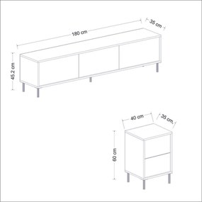 TV-szekrény szekrényekkel Imej White Marble andGold