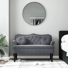 sötétszürke bársony pad párnákkal 120,5 x 65 x 75 cm