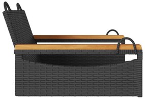 fekete polyrattan hintapad 63 x 62 x 40 cm
