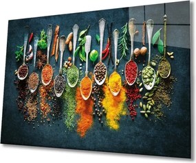 Edzett üveg fali dekoráció, fűszerek, 46x72 cm