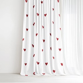Goldea pamut drapéria - piros szívecskék, fehér alapon 180x150 cm