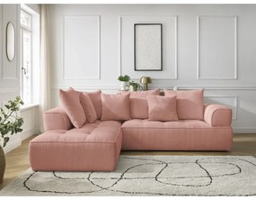 Rózsaszín zsenília sarokkanapé (bal oldali-L alakú) Whesley – Bobochic Paris