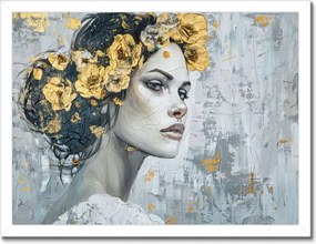 Poszter fehér keretben 40x30 Lány arany koszorúval