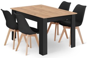 Fekete étkező szett 1 + 4, MADO CRAFT asztal 120x80 + BALI MARK szék fekete
