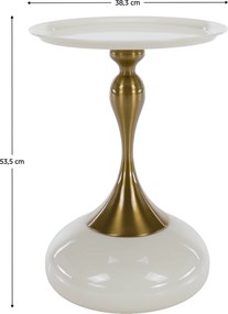 Kisasztal, fehér Ivory/arany, FEJ