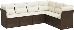 vidaXL 6 részes barna polyrattan kerti ülőgarnitúra párnával