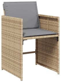 vidaXL 15 részes vegyes bézs polyrattan kerti étkezőgarnitúra párnával