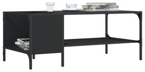 Fekete szerelt fa dohányzóasztal állvánnyal 100 x 51 x 40 cm