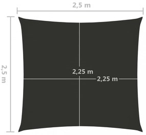 antracitszürke négyzet alakú oxford-szövet napvitorla 2,5x2,5 m