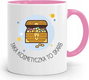 Rózsaszín Bögre Kozmetikusnak Ajándék Kincs, fényképes nyomattal